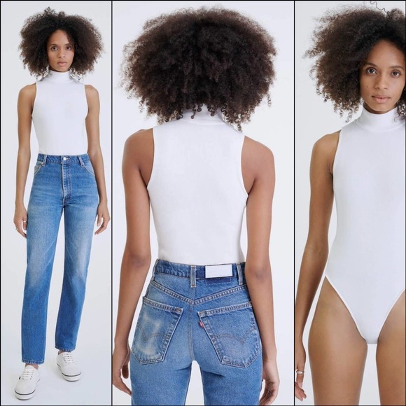 NWT Re/Done 60s Mock Neck Bodysuit - Picture 1 of 13